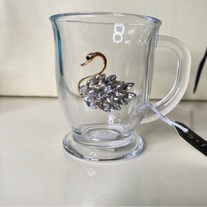 Crystal Swan Glass Mug with Gold Detail